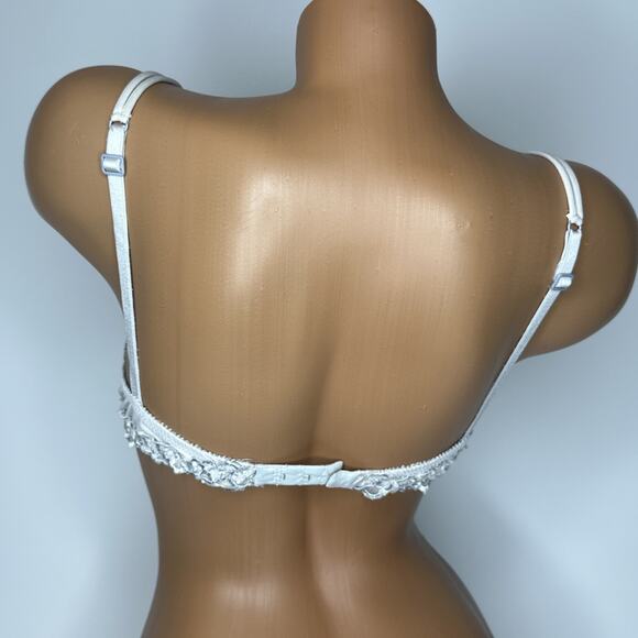 Vintage La Perla Coquette Floral Embroidered Lace Underwire Bra 36 Muted Blue - Picture 6 of 16